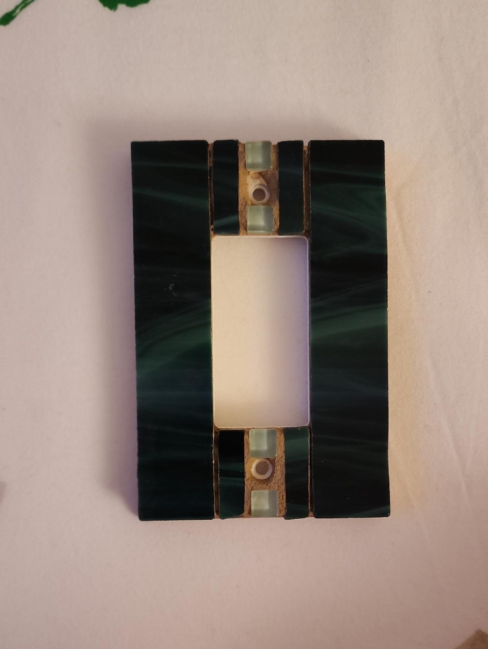 Green Marbled Rectangular Light Switch Plate Cover with Inlay